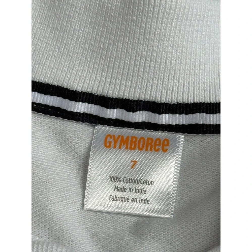 NWT Boys Kid Gymboree playproof uniforms nanotex short sleeve white polo size 7